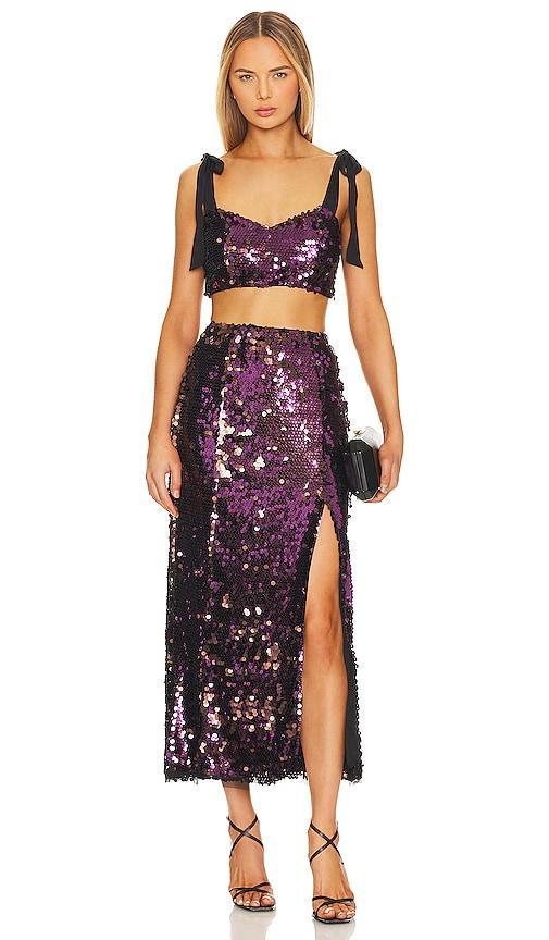 Free People Star Bright Sequin Two-Piece Crop Top & Midi Skirt Product Image