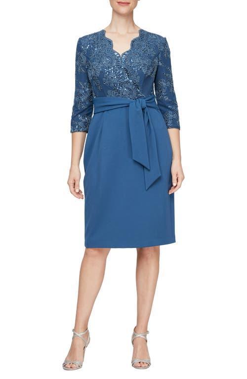 Alex Evenings Sequin Embroidery Cocktail Sheath Dress Product Image