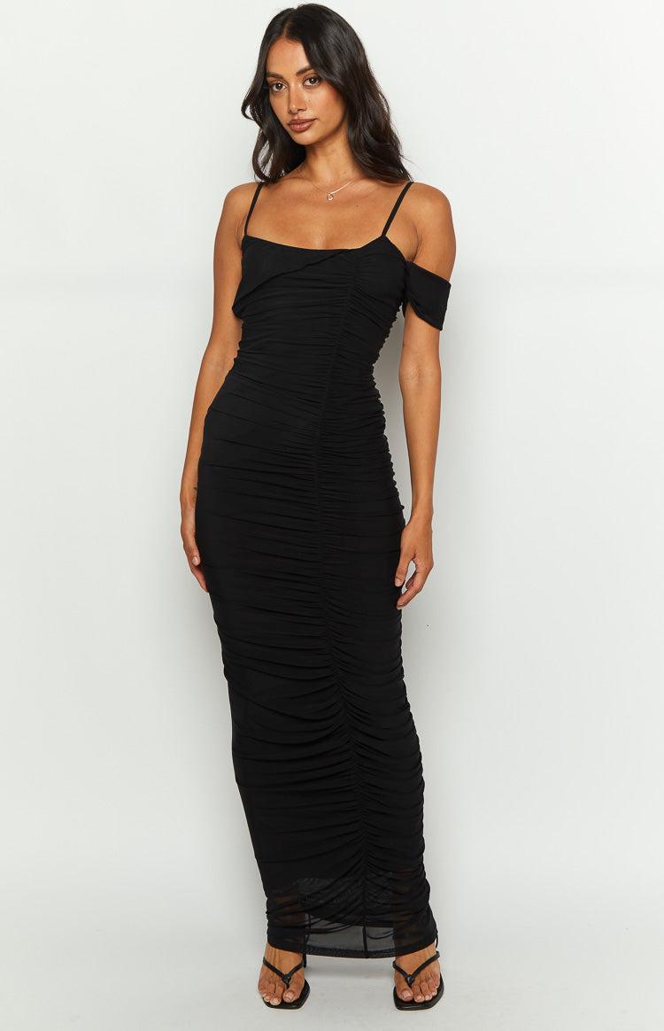 Cordelia Black Mesh Formal Maxi Dress Product Image