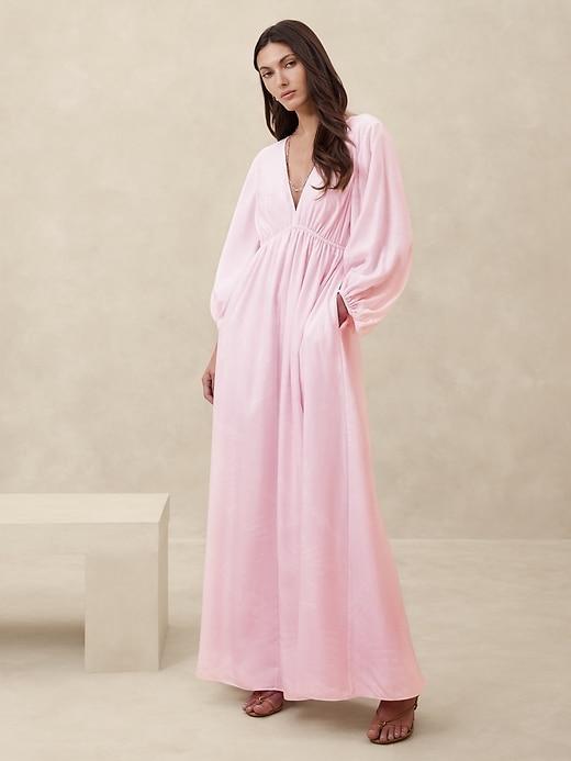 Silk Habotai Backless Maxi Dress Product Image