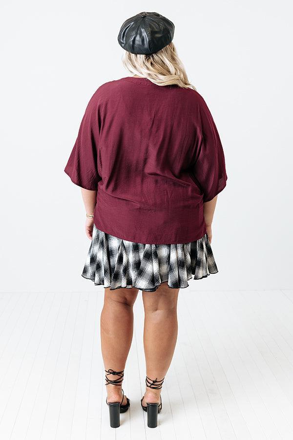 Stay And Chat Shift Top in Maroon Curves Product Image