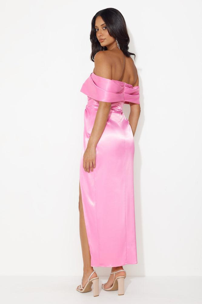 Formal Affair Satin Maxi Dress Pink Product Image