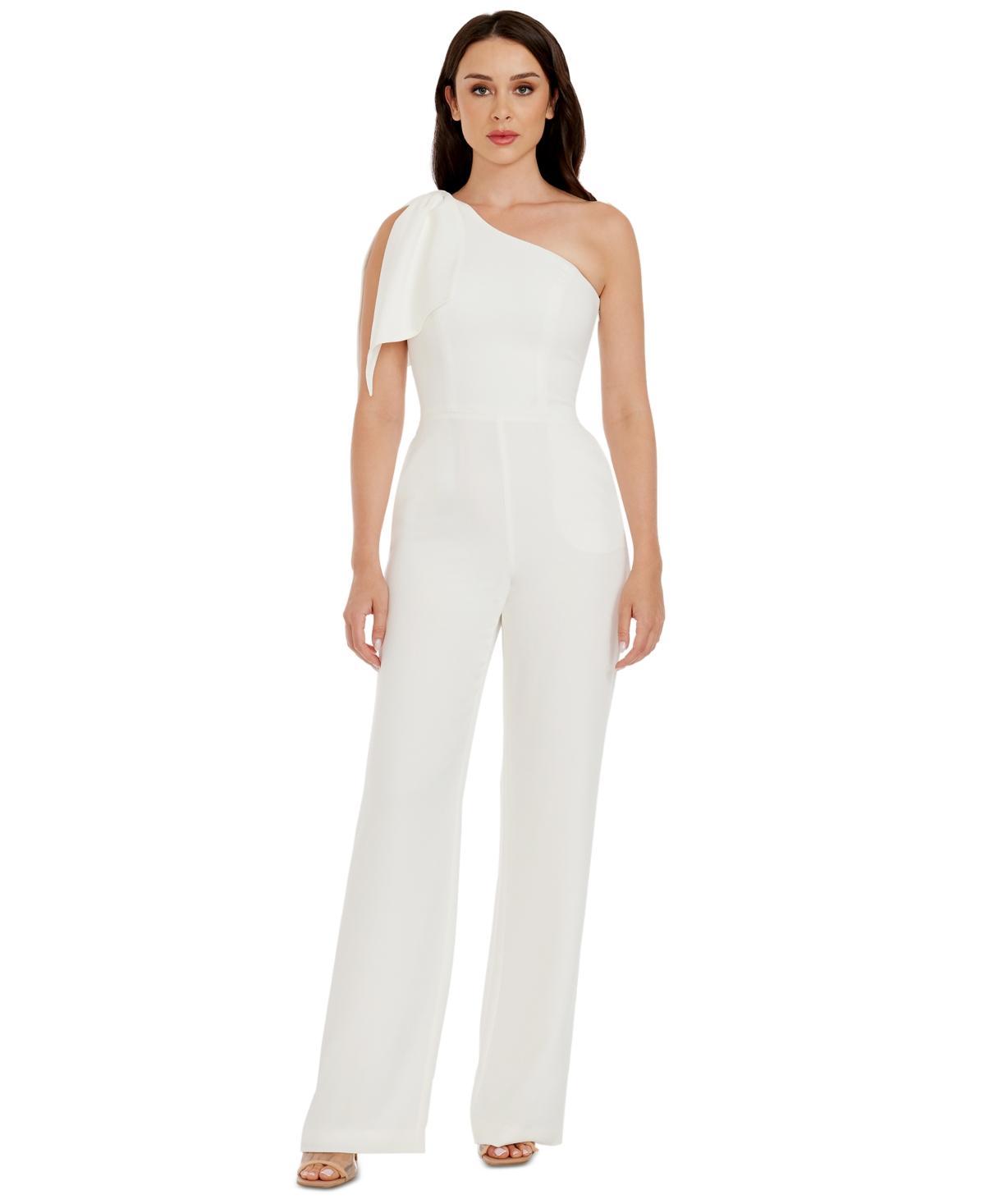 Women's Tiffany Bow-Trim One-Shoulder Jumpsuit Product Image