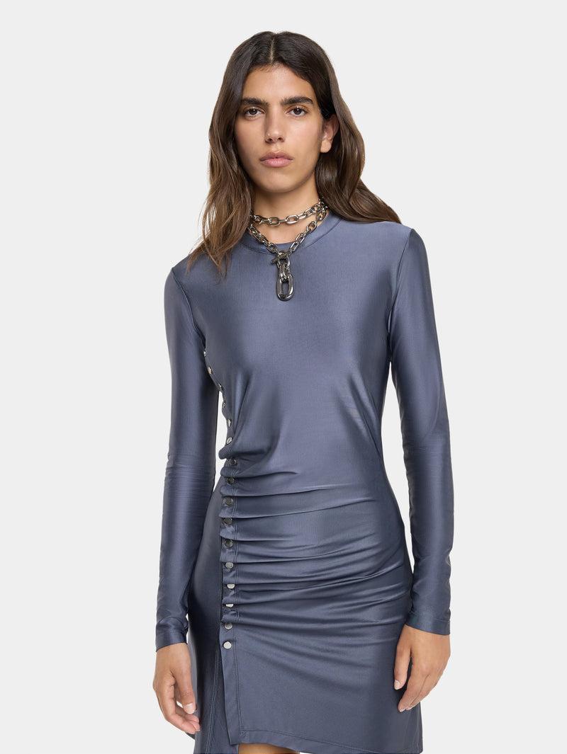 GREY SHORT GATHERED DRESS IN JERSEY Product Image