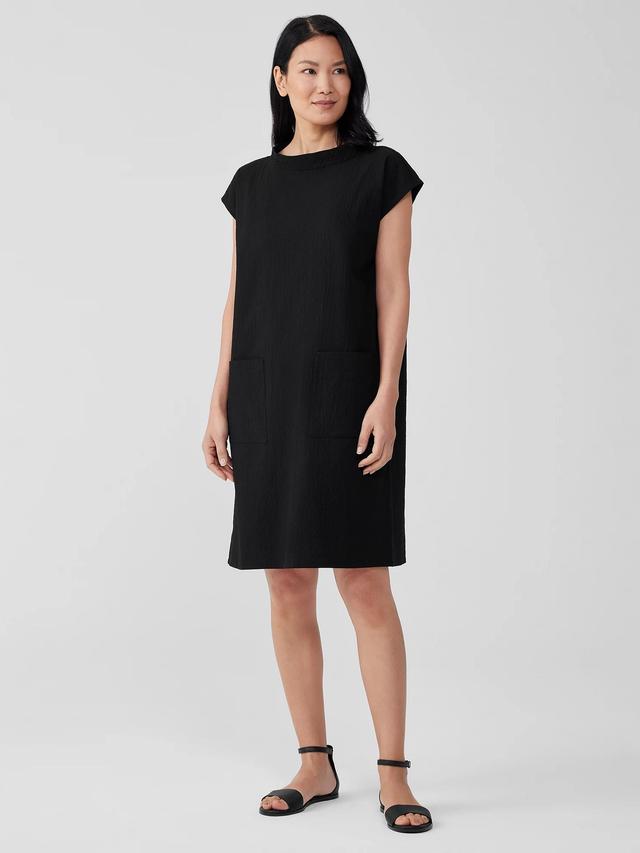 EILEEN FISHER Organic Cotton Pucker Mock Neck Dressfemale Product Image