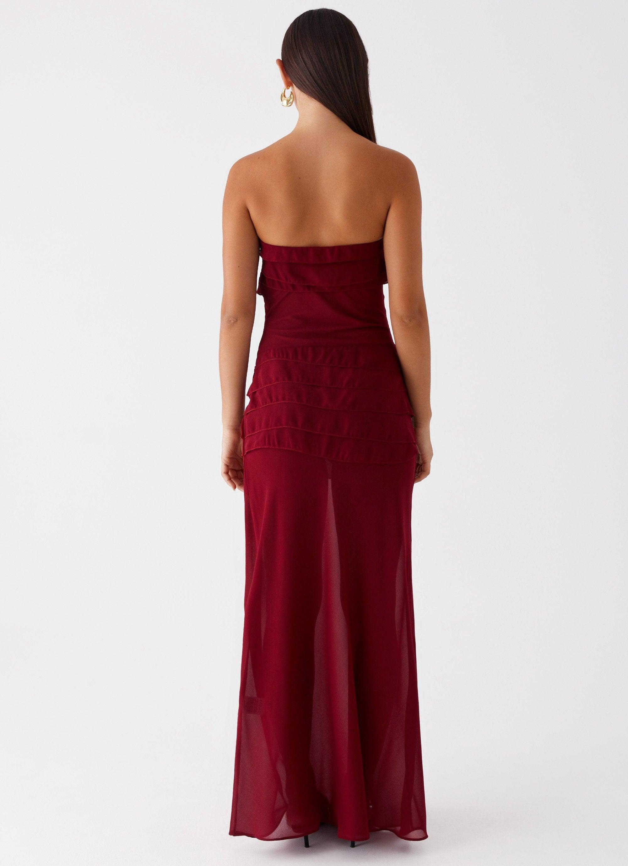 Into The Night Maxi Dress - Cherry Red Product Image