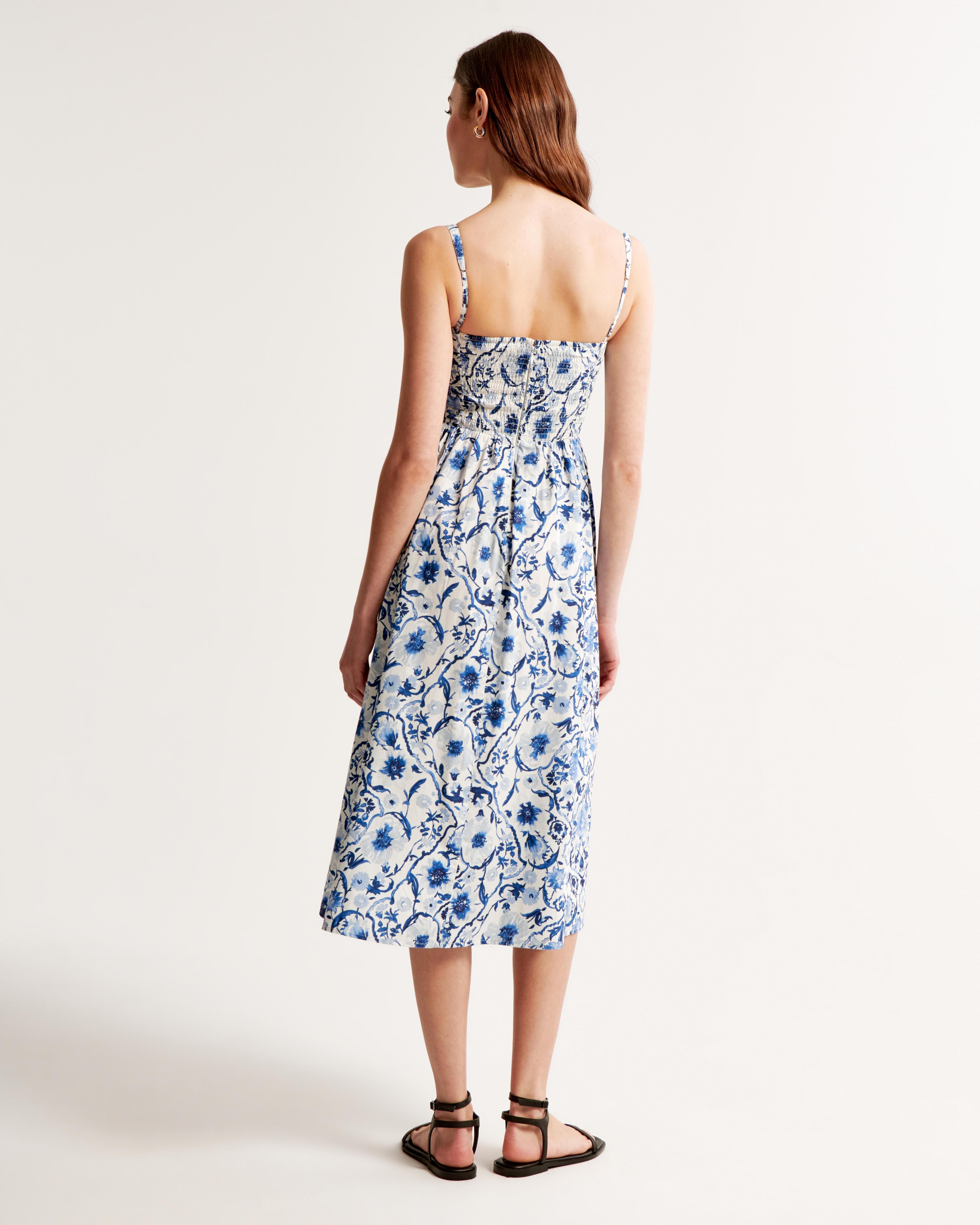 The A&F Emerson Poplin Wide Strap Midi Dress Product Image