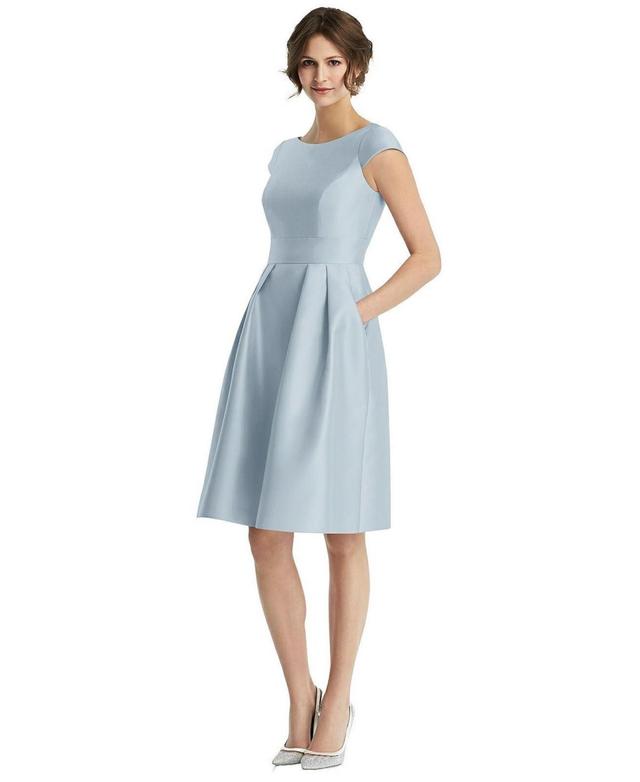 Womens Cap Sleeve Pleated Cocktail Dress with Pockets Product Image