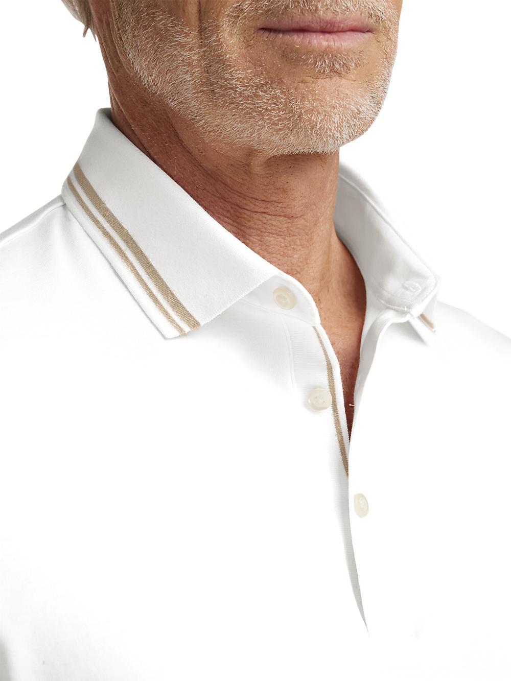 Cotton Three Button Polo - White Product Image