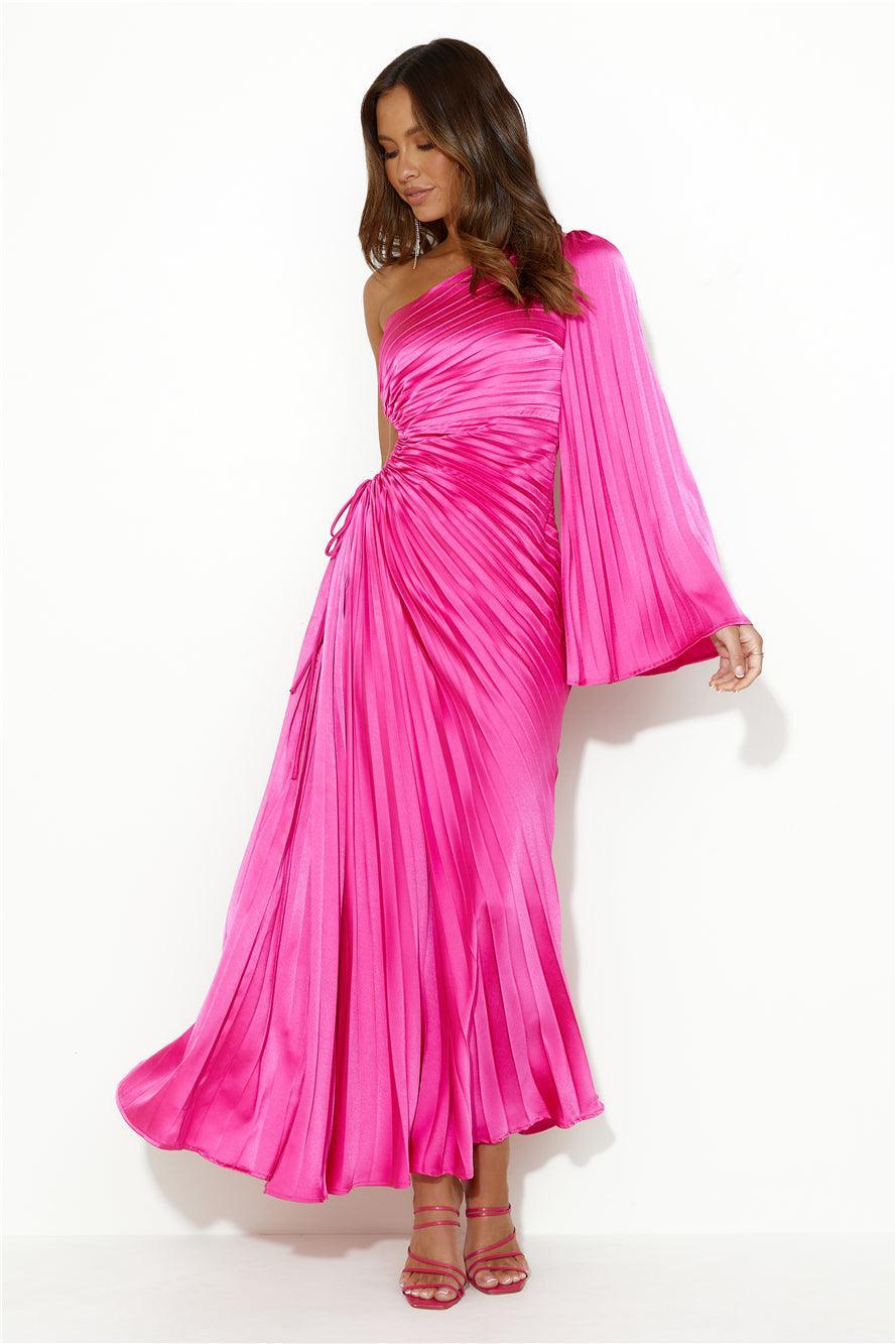 Land Of Beauty One Shoulder Maxi Dress Pink Product Image