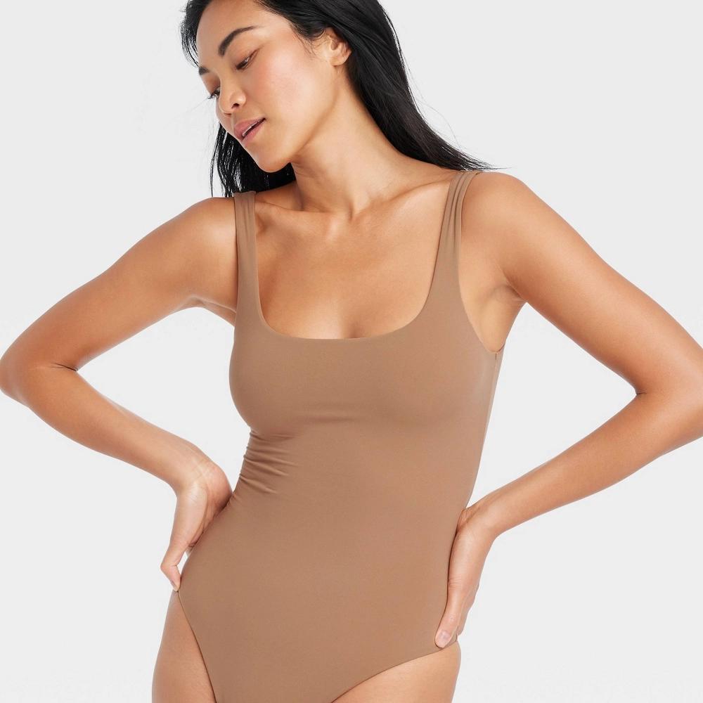 Women's 4-Way Stretch Tank Bodysuit - Auden™ Brown L Product Image