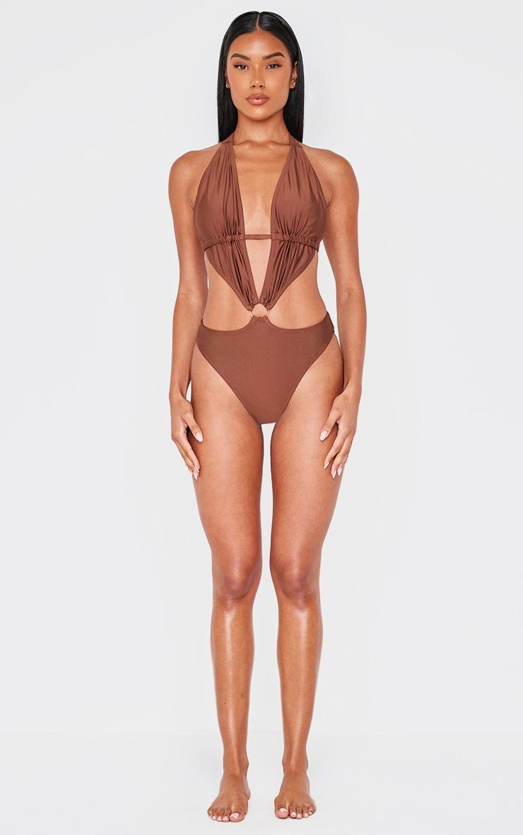 Chocolate Plunge O Ring Cut Out Swimsuit Product Image