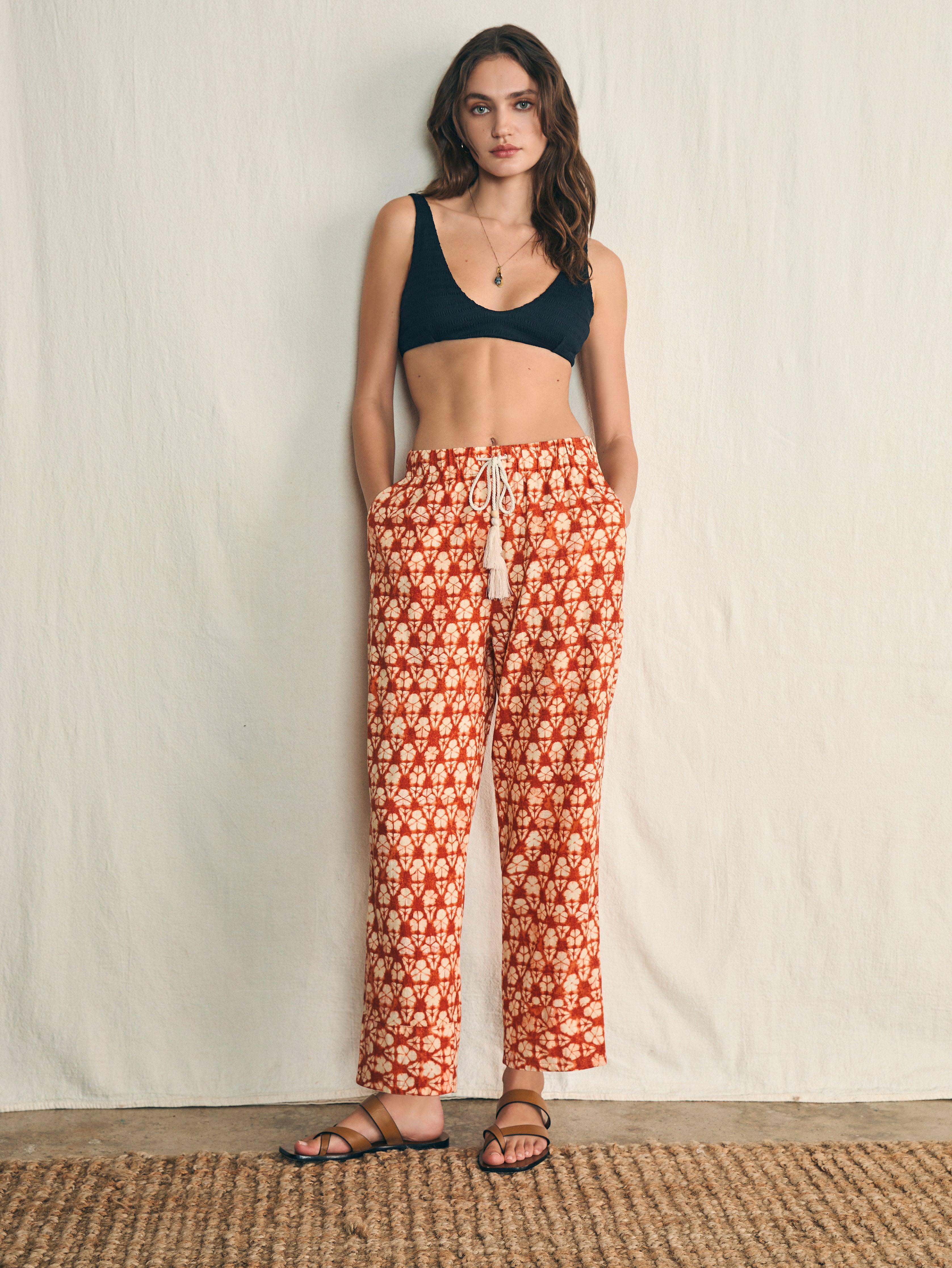 Pacific Beach Linen Pant - Spiced Shibori Print Female Product Image