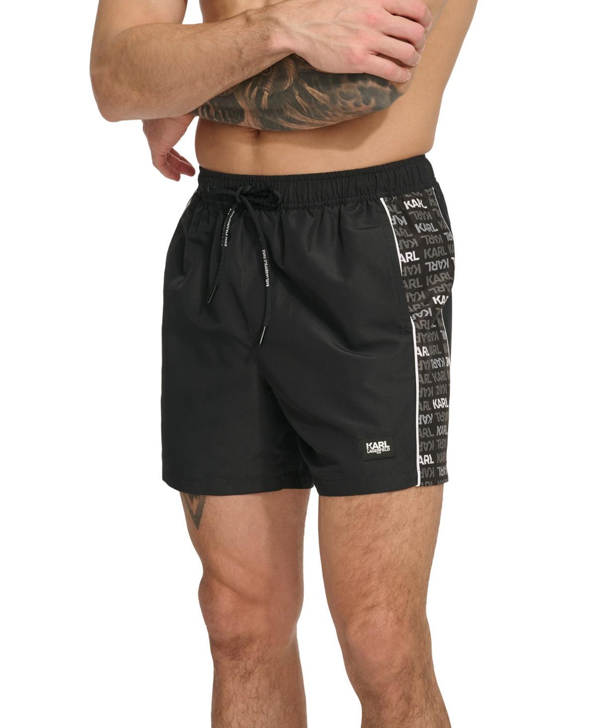 Karl Lagerfeld Paris Mens Logo Tape 5 Swim Trunks Product Image