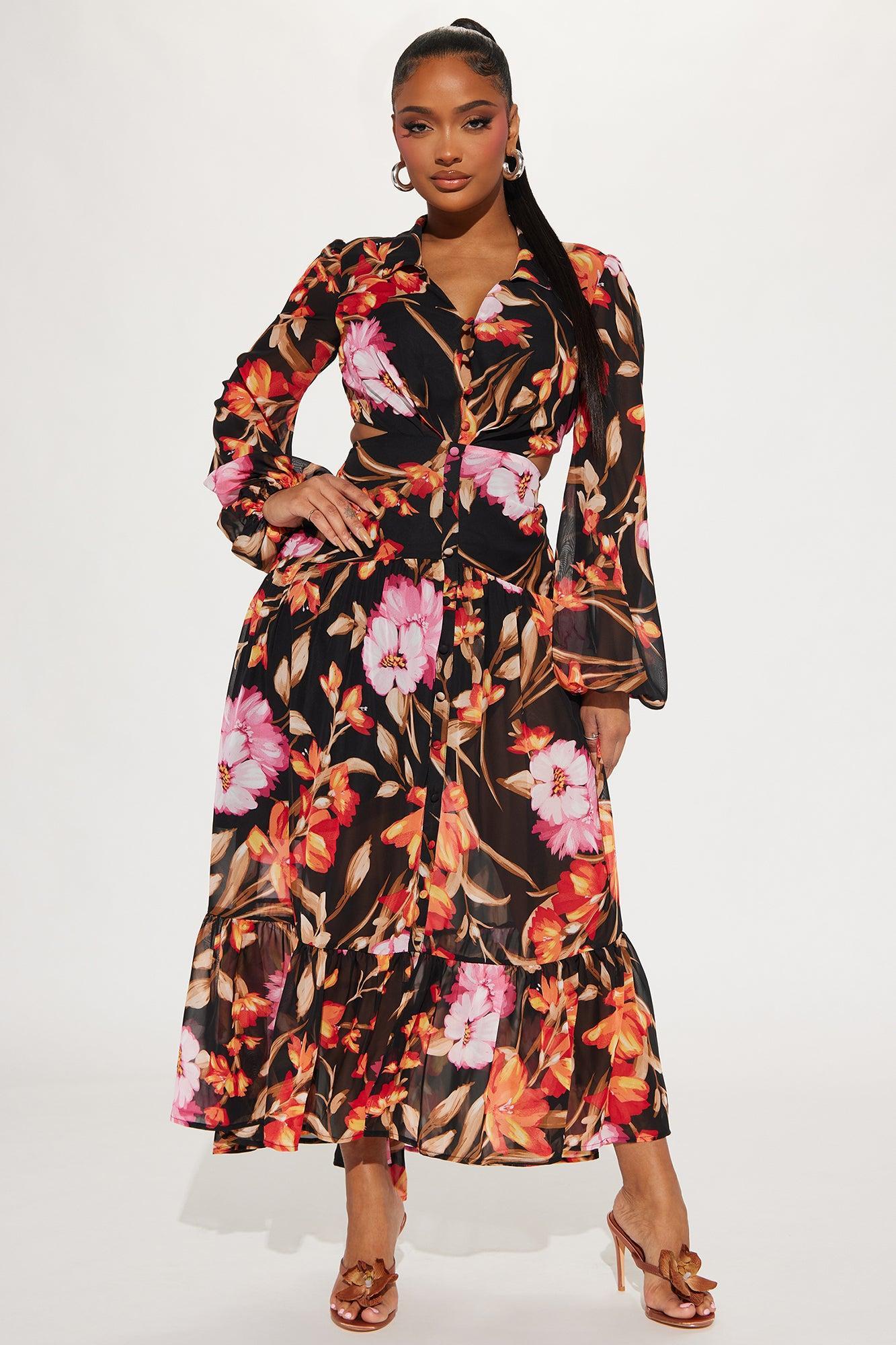 Adore Floral Maxi Dress - Black/combo Product Image