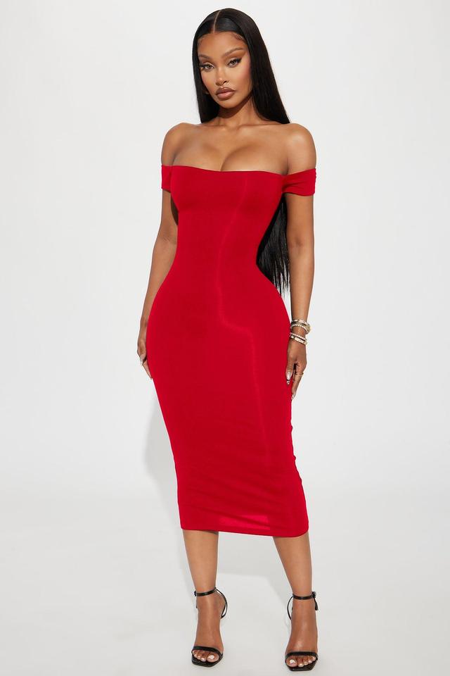 Endless Memories Double Lined Midi Dress - Red Product Image