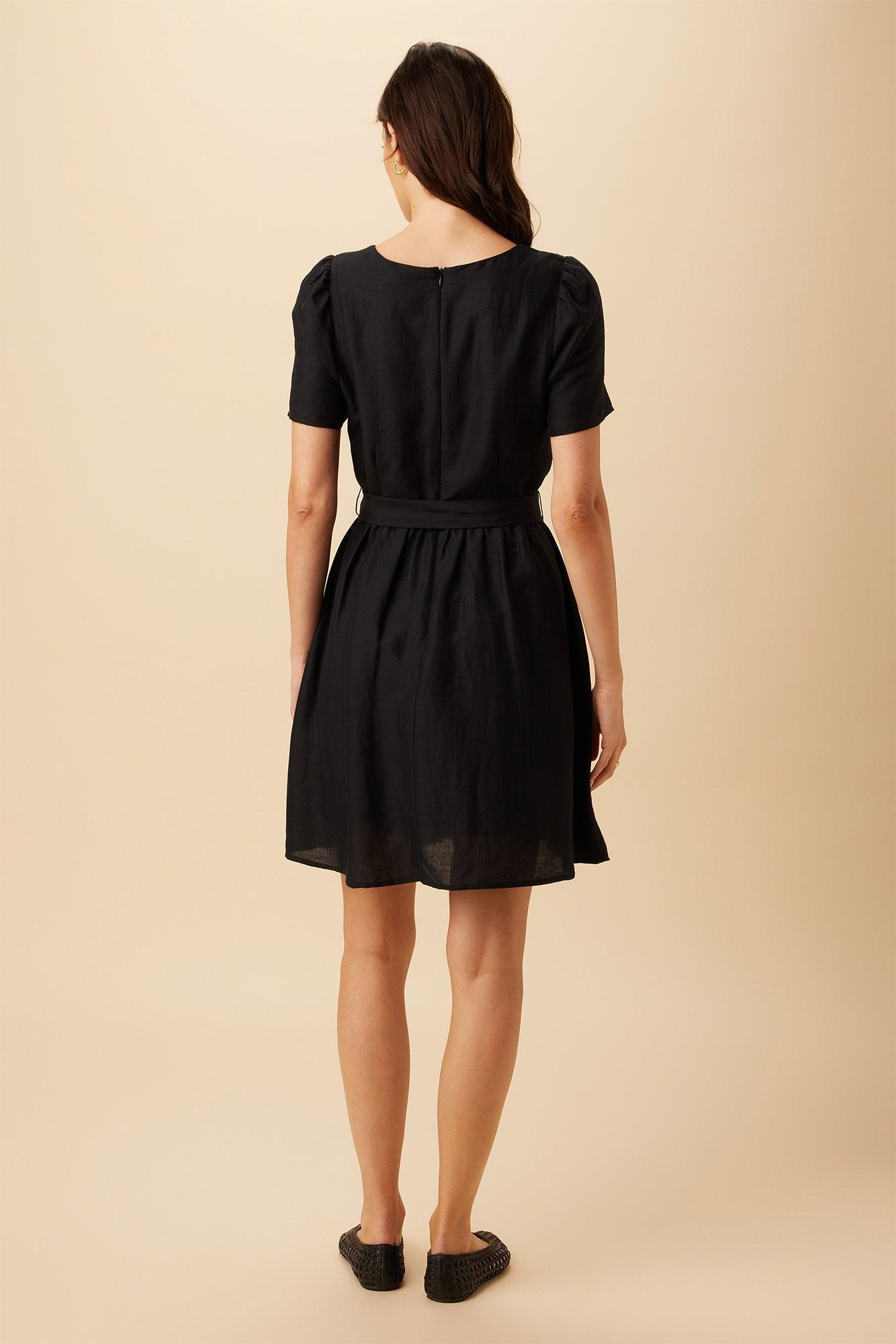 Ria Ramie Viscose Dress - Black - ReAmour Product Image