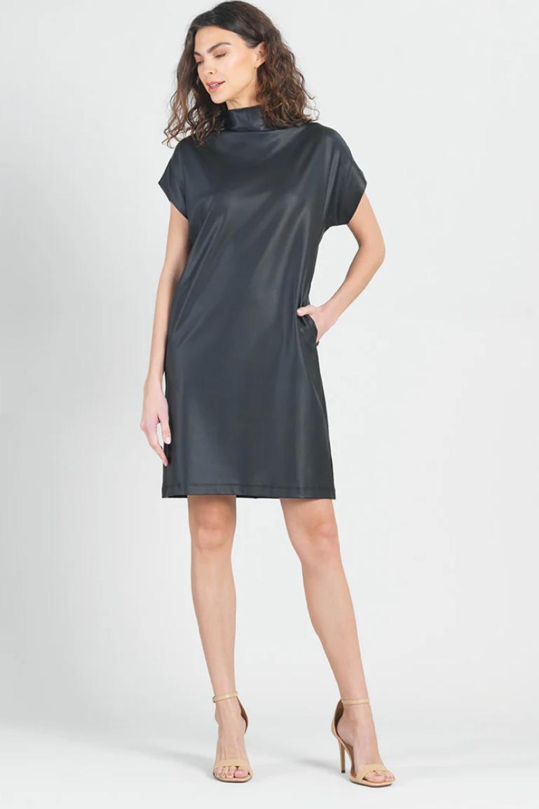 Liquid Leather™ - High Neck Tunic Pocket Dress Product Image