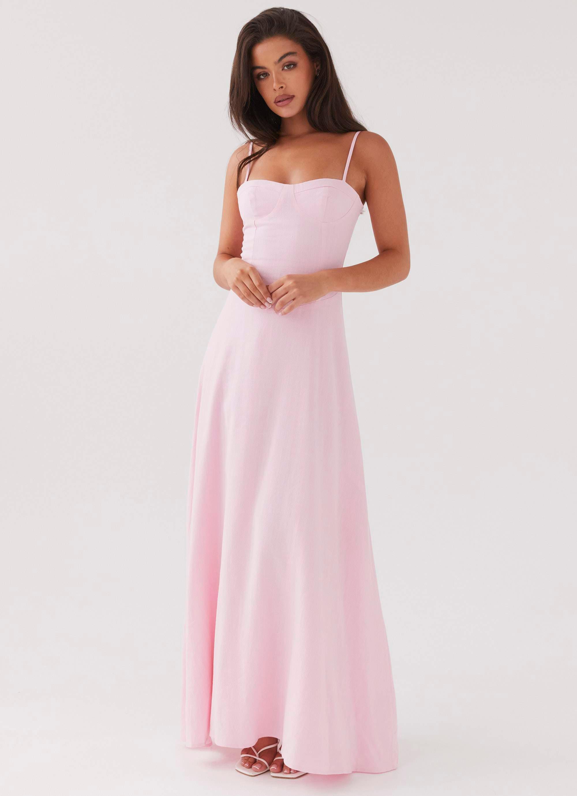 Angelina Linen Maxi Dress - Pink Petal Product Image