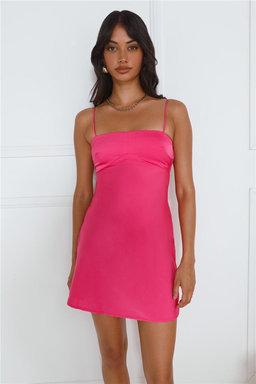 Into The Bloom Satin Mini Dress Pink Product Image