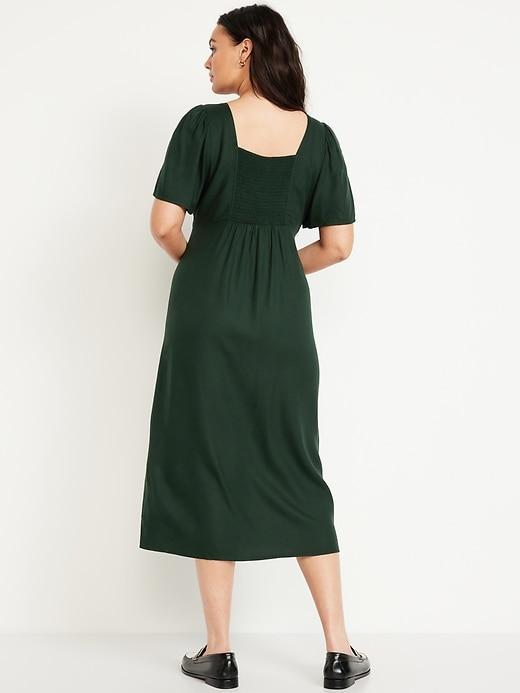 Button-Down Crepe Midi Dress Product Image