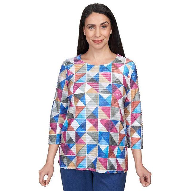 Womens Alfred Dunner Box Print Textured Top Product Image