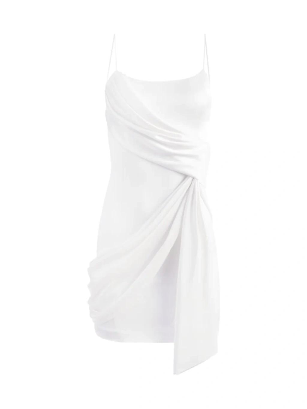 Svetlana Asymmetric Drape Cocktail Dress In Off White Product Image