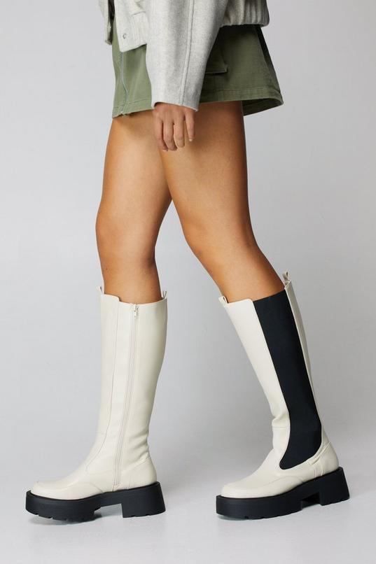 Faux Leather Knee High Chelsea Boots product image