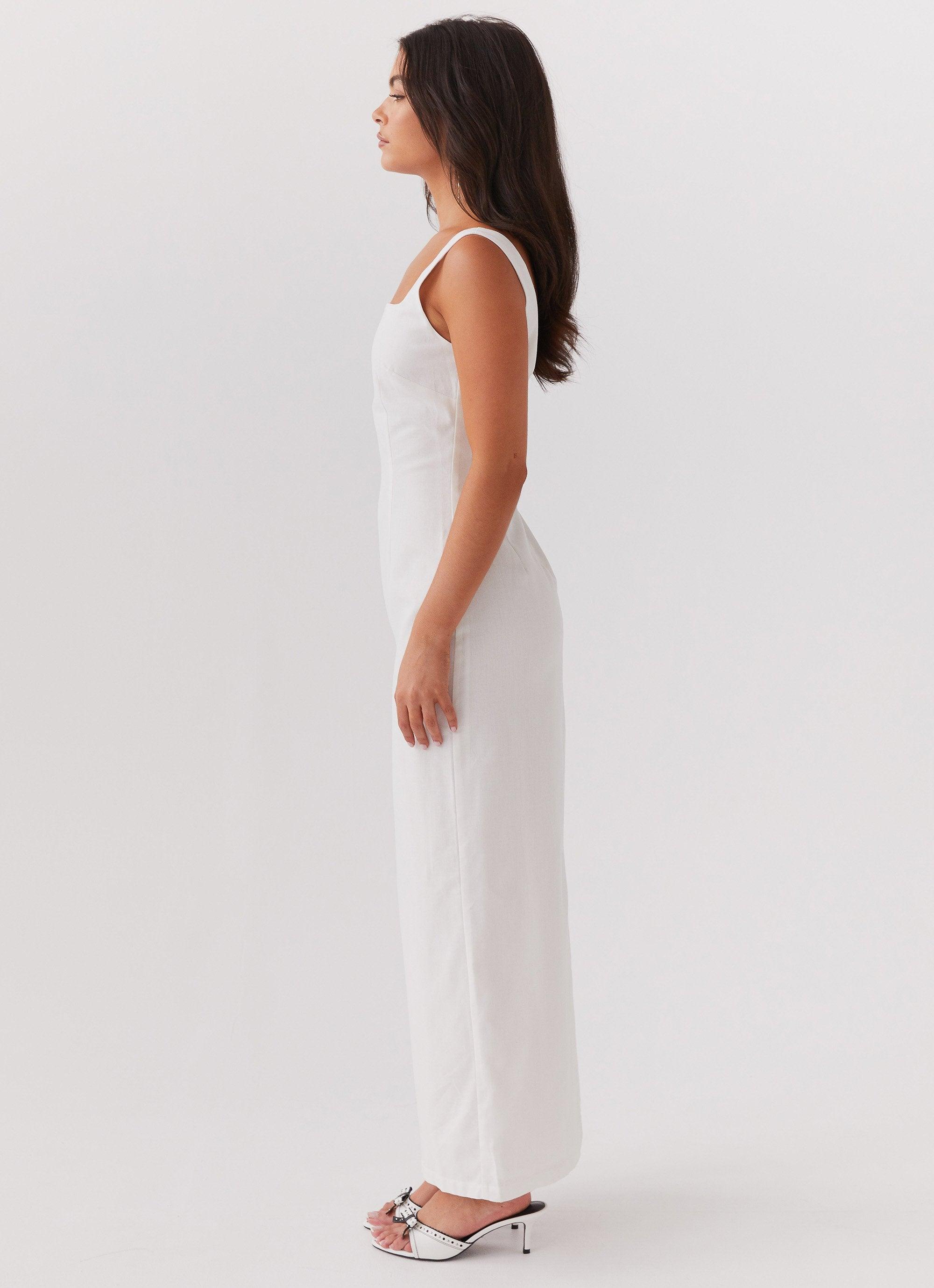 Melina Linen Maxi Dress - White Product Image