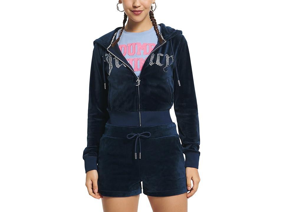 Juicy Couture Classic Juicy Hoodie With Front Bling (Regal ) Women's Sweater Product Image