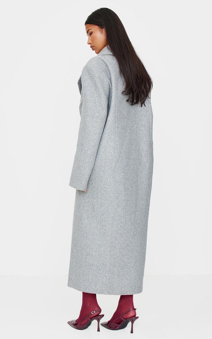 Grey Wool Look Double Breasted Oversized Maxi Coat Product Image