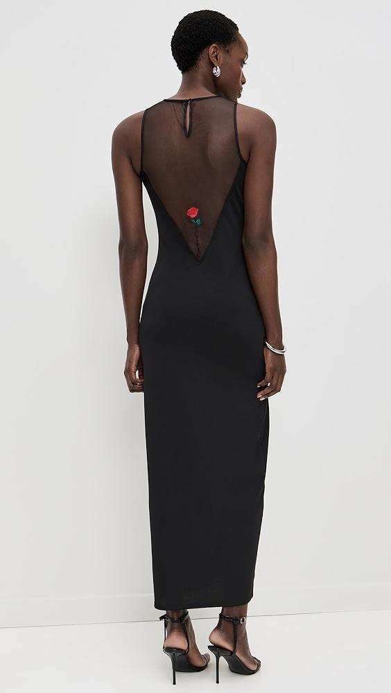 Fleur du Mal Rose Spine Embroidery High Slit Maxi Dress | Shopbop Product Image