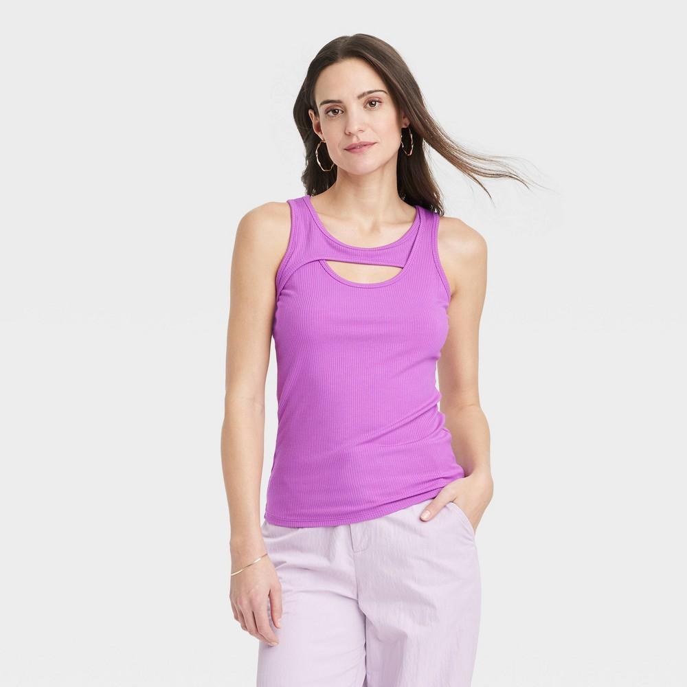 Womens Slim Fit Cut-Out Tank Top - A New Day Purple XS Product Image