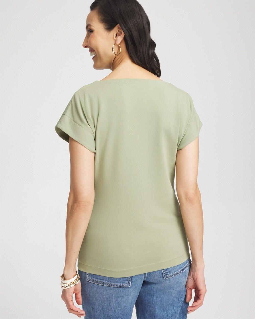 Touch of Cool™ Abstract Ruched Banded Hem Top Product Image