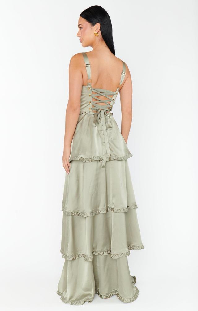 Lady Corset Dress ~ Moss Green Luxe Satin Product Image