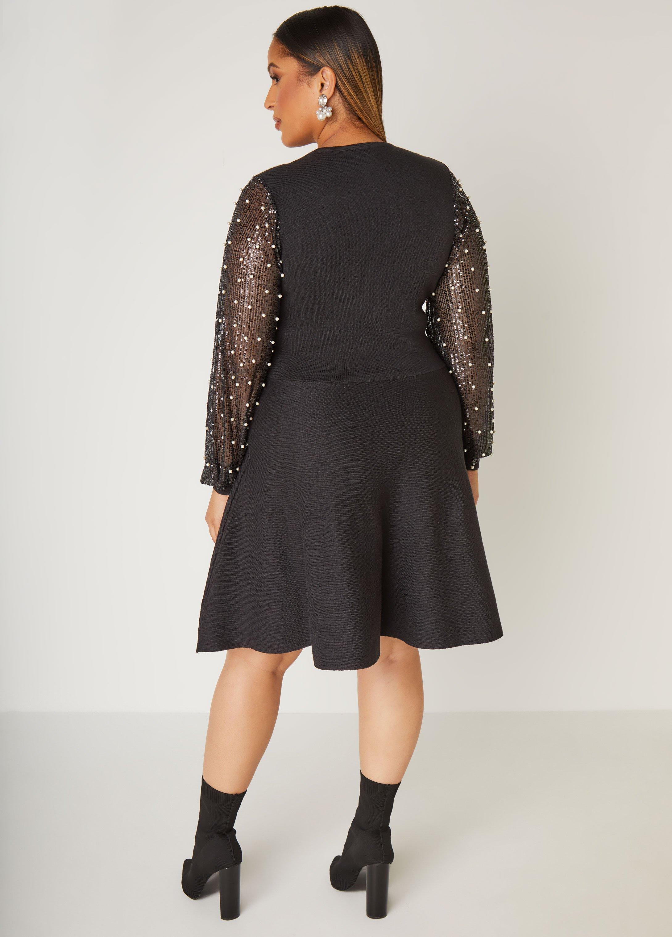 Embellished Mesh Sweater Dress Product Image