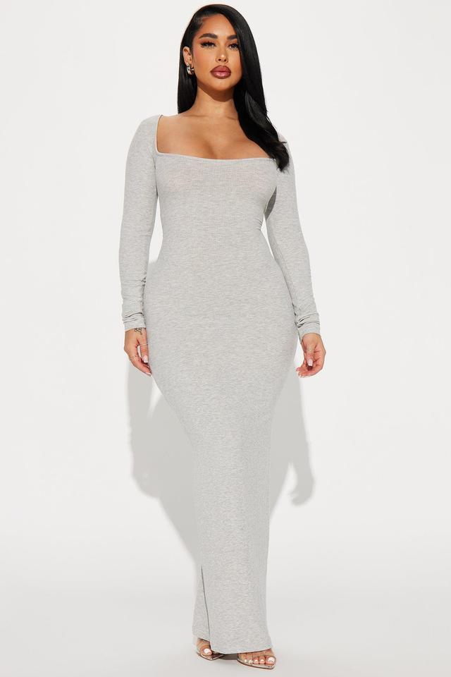 Lola Micro Ribbed Maxi Dress - Heather Grey Product Image