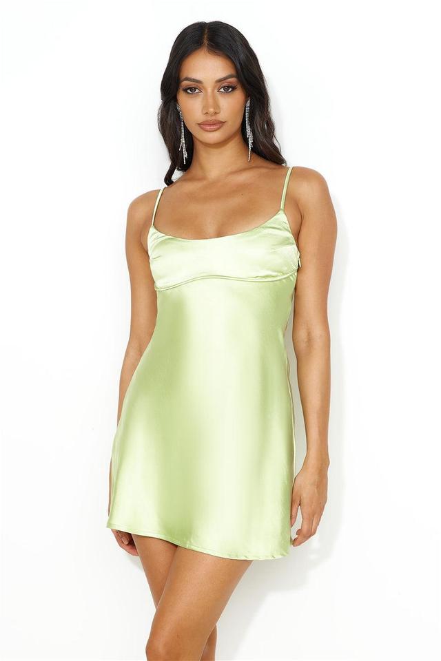 We're In Style Satin Mini Dress Lime Product Image