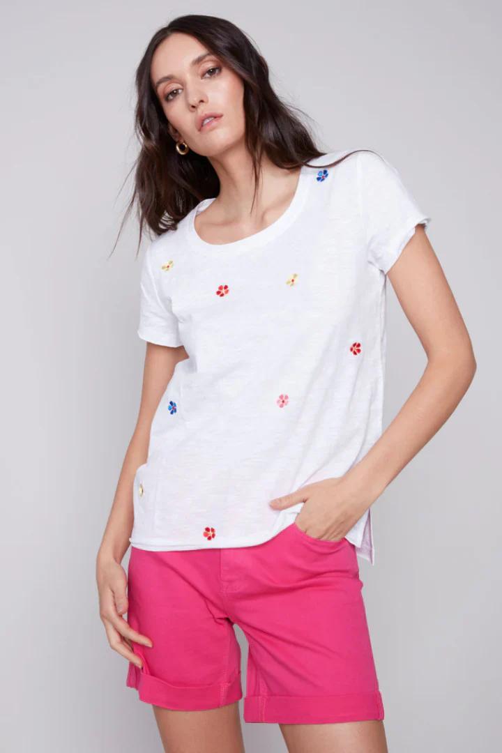 Floral Embroidered Tee Product Image