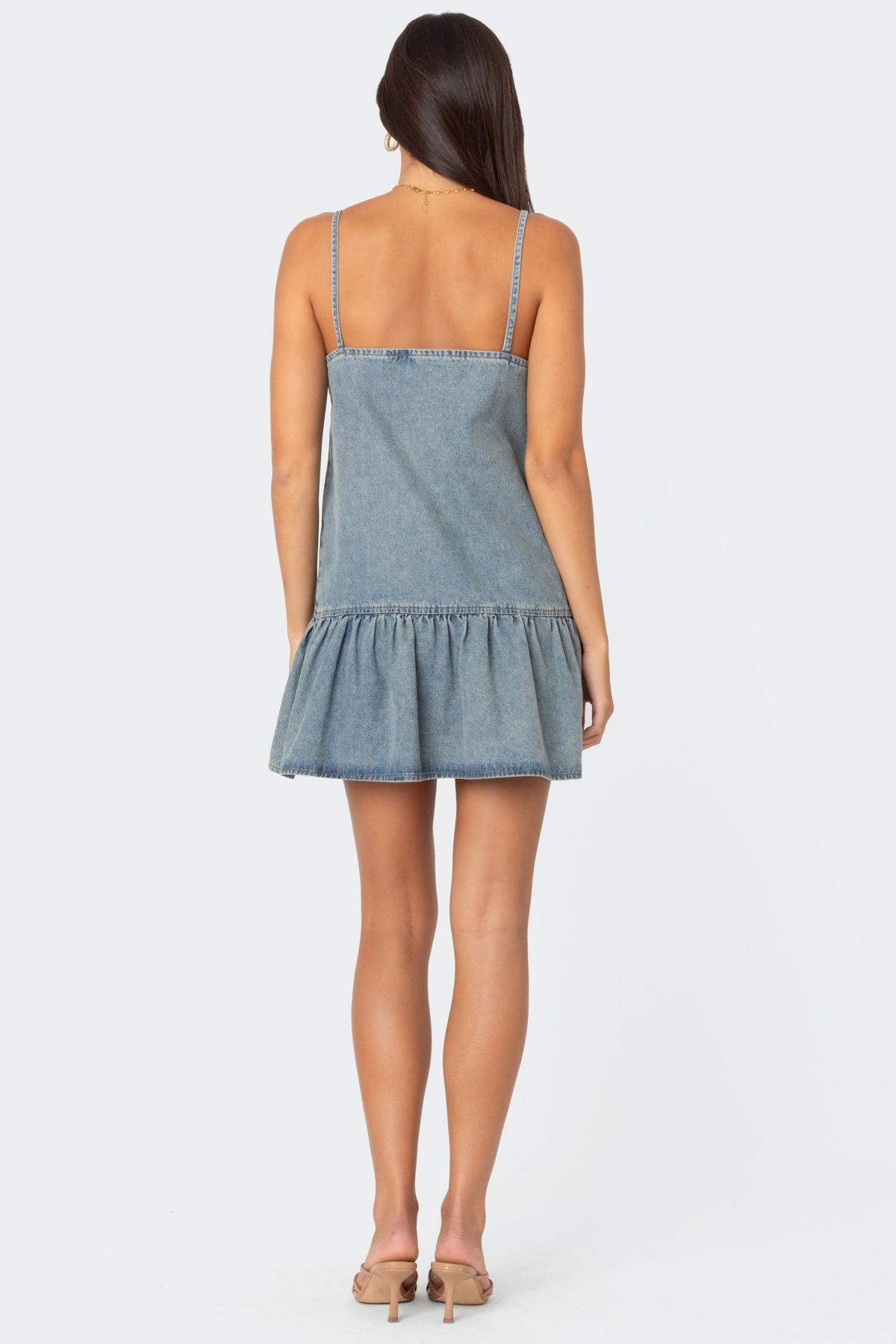 Dylan Denim Mini Dress Product Image