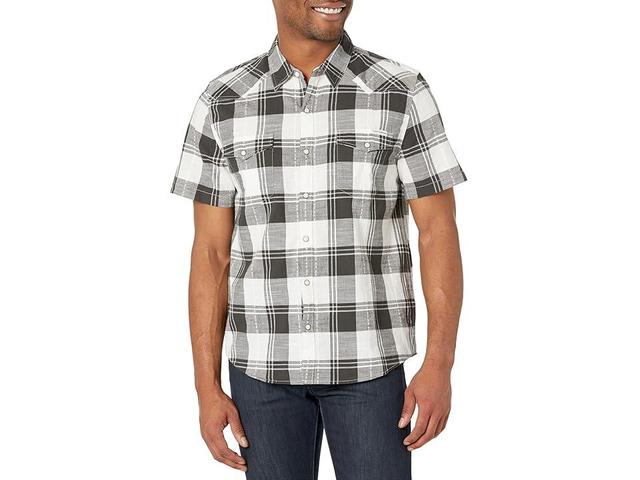 Lucky Brand Plaid Dobby Short Sleeve Western Shirt White) Men's Clothing Product Image