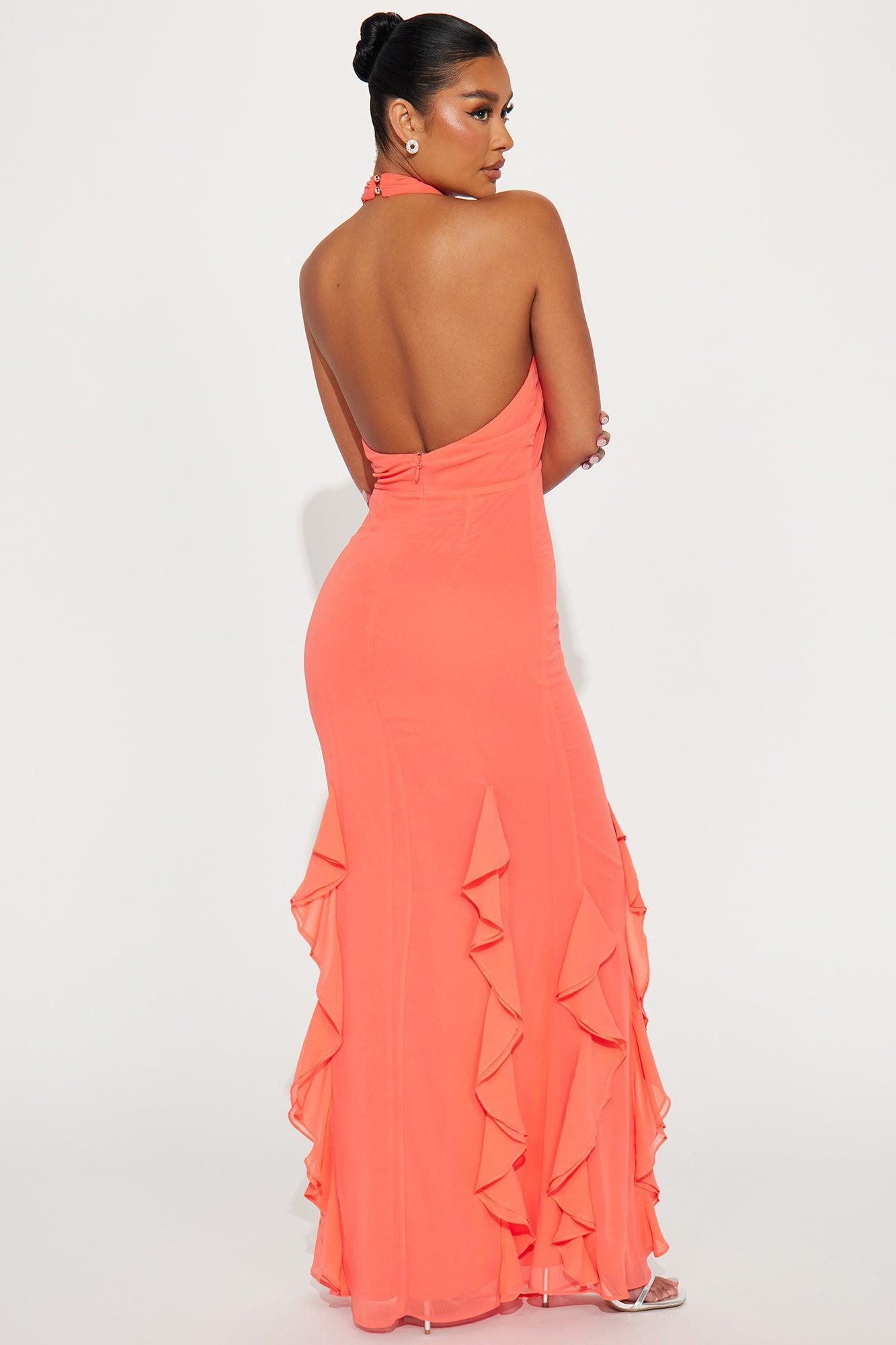 Anna Ruffle Maxi Dress - Orange Product Image