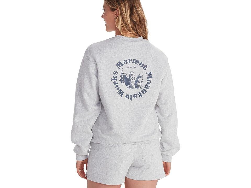 Marmot Mountain Works Circle Heavyweight Crew Sweatshirt (Light Grey Heather) Women's Clothing Product Image