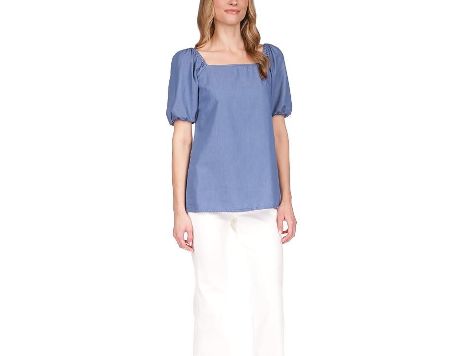 MICHAEL Michael Kors Chambray Square Neck Top (Light Cadet Wash) Women's Clothing Product Image