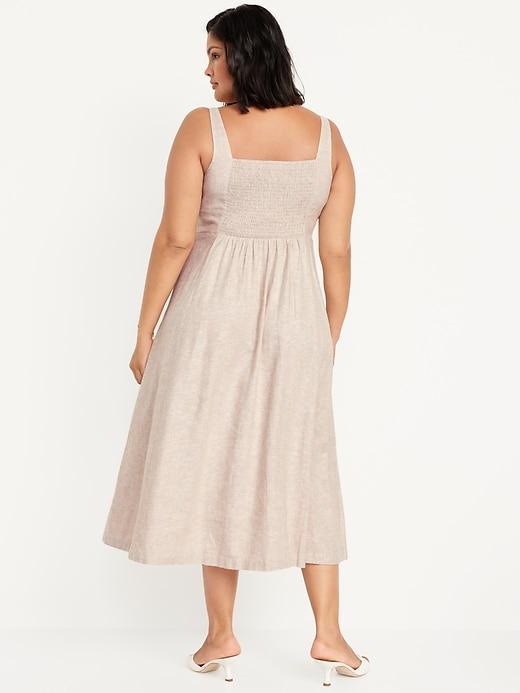 Fit & Flare Linen-Blend Midi Dress Product Image