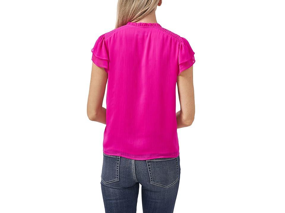 CeCe Smocked Shoulder Tie Neck Blouse (Garden Rose) Women's Clothing Product Image