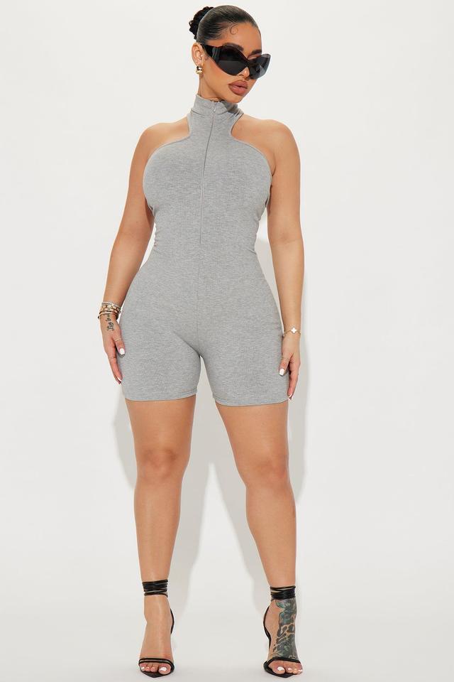 Karlee Snatched Romper - Heather Grey Product Image