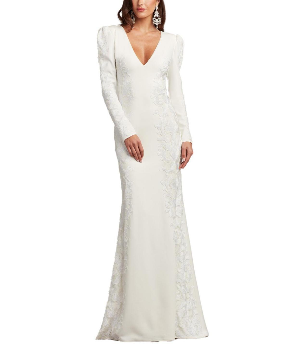 Tadashi Shoji Womens Irelina Puff Sleeve Embroidered Gown Product Image