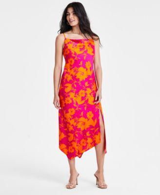 Women's Printed Cowl Neck Asymmetrical-Hem Dress, Created for Macy's Product Image