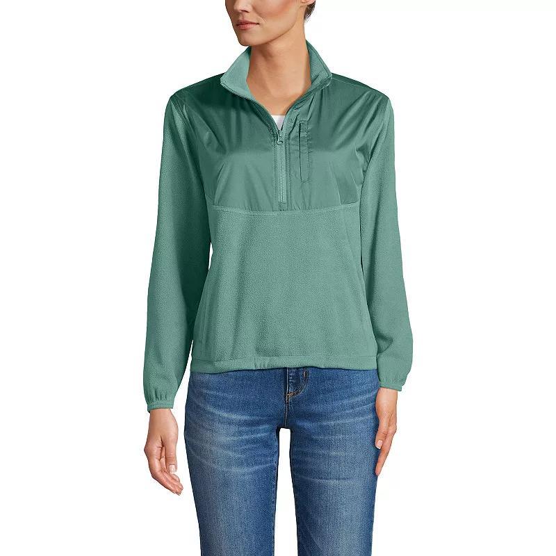 Womens Lands End 1/2-Zip Fleece Pullover Sweatshirt Washed Green Product Image